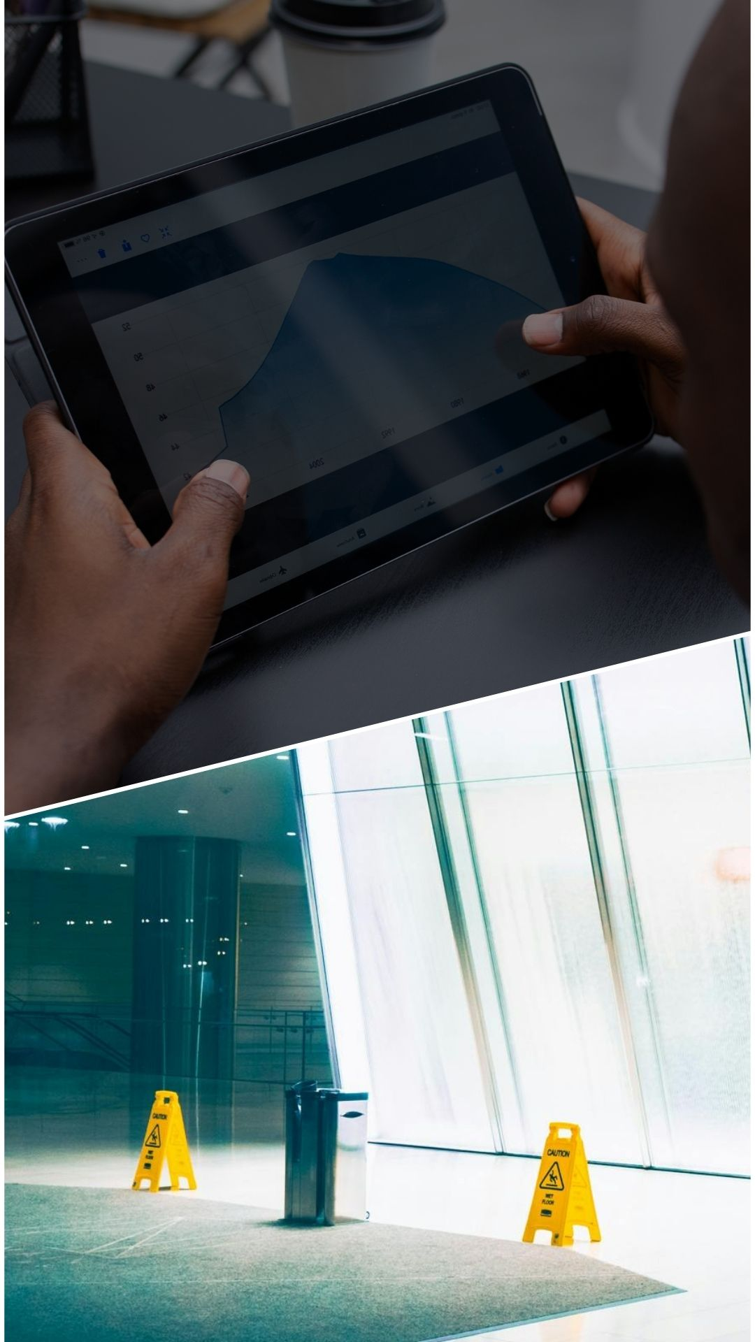 Modern smart office building with digital IoT connections overlay